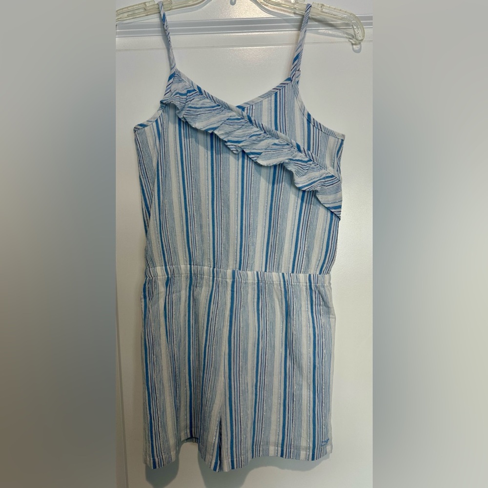 Vineyard Vines Girls Blue and White Striped Romper Size L(14)